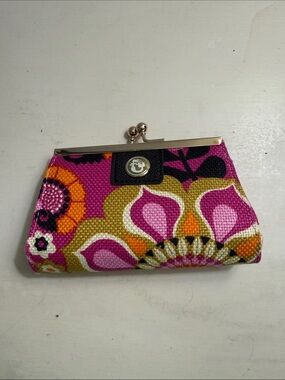 Colorful Floral Kiss-Lock Wallet - Pink & Gold